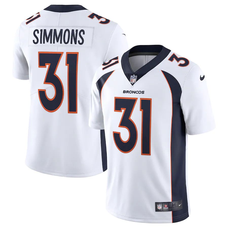 Men Denver Broncos 31 Justin Simmons Nike White Vapor Limited NFL Jersey